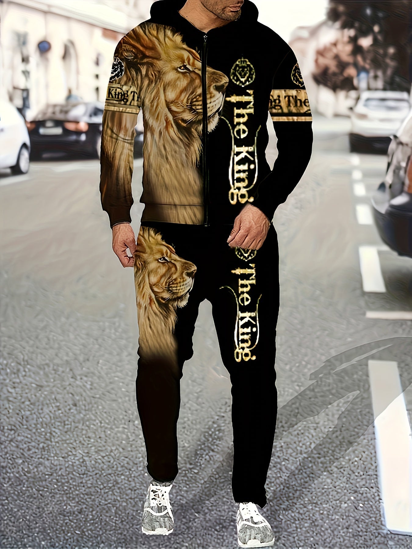 Men'S Casual 2pc Digital Lion Design Sweatshirt And Pants Combination    Home Decor Supply | Online Retail | ShoreShopper.com