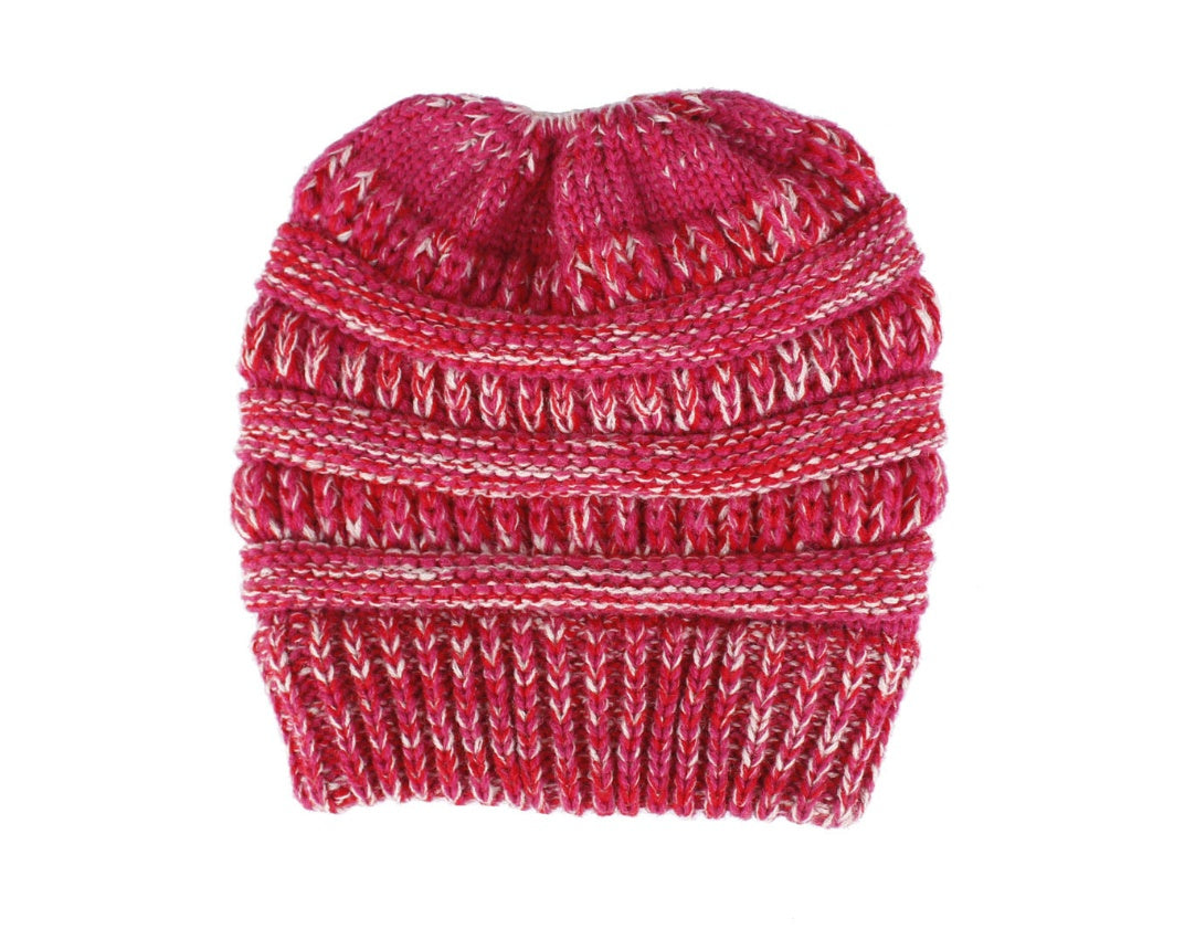 Mixed Color Knitted Wool Hat Ladies Non-labeled Ponytail Hat - ShoreCo.Shop