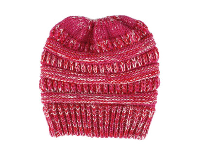 Mixed Color Knitted Wool Hat Ladies Non-labeled Ponytail Hat - ShoreCo.Shop