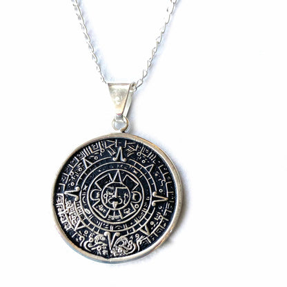Alpaca Silver Aztec Calendar Pendant with Chain    Home Decor Supply | Online Retail | ShoreShopper.com