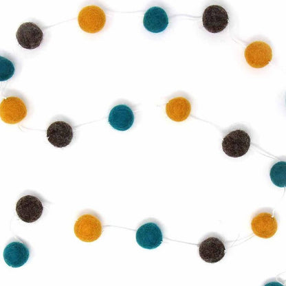 Hand Crafted Felt from Nepal: Pom Pom Garlands, Blue/Grey/Yellow    Home Decor Supply | Online Retail | ShoreShopper.com