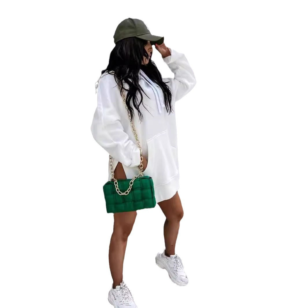 Women's Hooded Sweatshirt With Pockets Fashion Casual Split Mid-length Sweater Drawstring Tops    Home Decor Supply | Online Retail | ShoreShopper.com