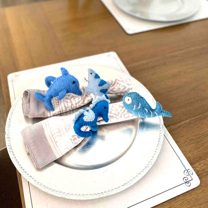 Nautical Shark, Whale & Seahorse Felt Napkin Rings, Set of 4    Home Decor Supply | Online Retail | ShoreShopper.com