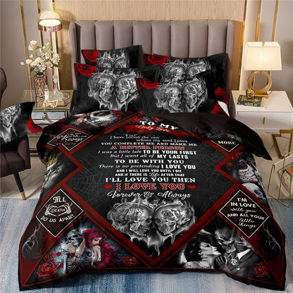 Home Textile Bedding Skull Beauty Printed Quilt Cover Bed Sheet Three-piece Set    Home Decor Supply | Online Retail | ShoreShopper.com