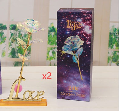 24K Luminous Color Gold Rose Flower Set - ShoreCo.Shop