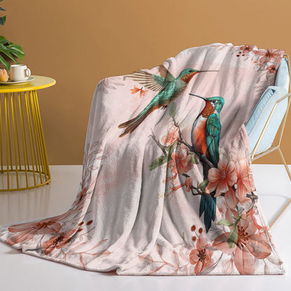 1pce Hummingbird Floral Fleece Throw Blanket Soft And Fluffy Multifunctional Outdoor Beach Camping Living Room Sofa Office Nap Printed Blanket    Home Decor Supply | Online Retail | ShoreShopper.com