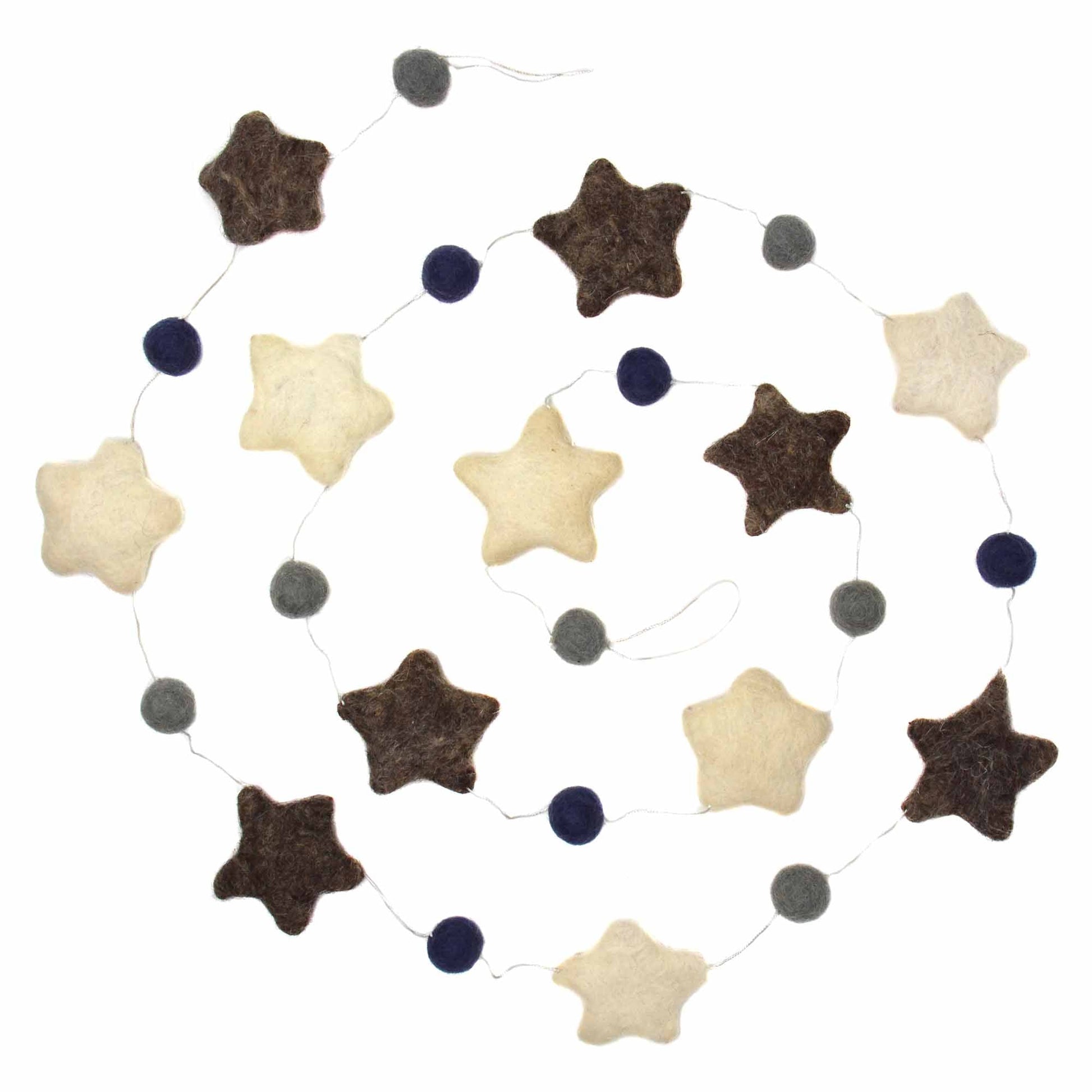 Hand Crafted Felt from Nepal: Stars Garland, Grey/Blue    Home Decor Supply | Online Retail | ShoreShopper.com