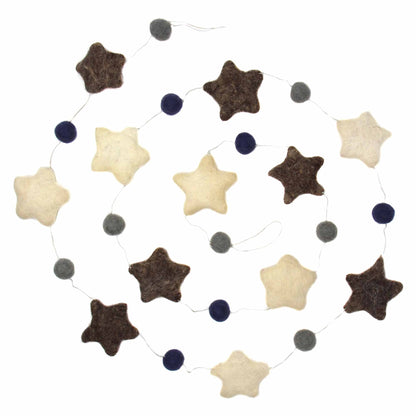Hand Crafted Felt from Nepal: Stars Garland, Grey/Blue    Home Decor Supply | Online Retail | ShoreShopper.com