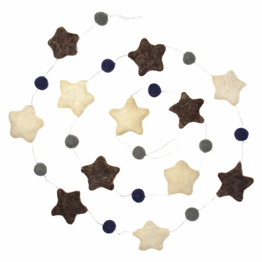Hand Crafted Felt from Nepal: Stars Garland, Grey/Blue    Home Decor Supply | Online Retail | ShoreShopper.com
