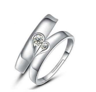 Silver heart diamond ring couple love wedding ring engagement diamond ring men and women marriage wedding heart    Home Decor Supply | Online Retail | ShoreShopper.com
