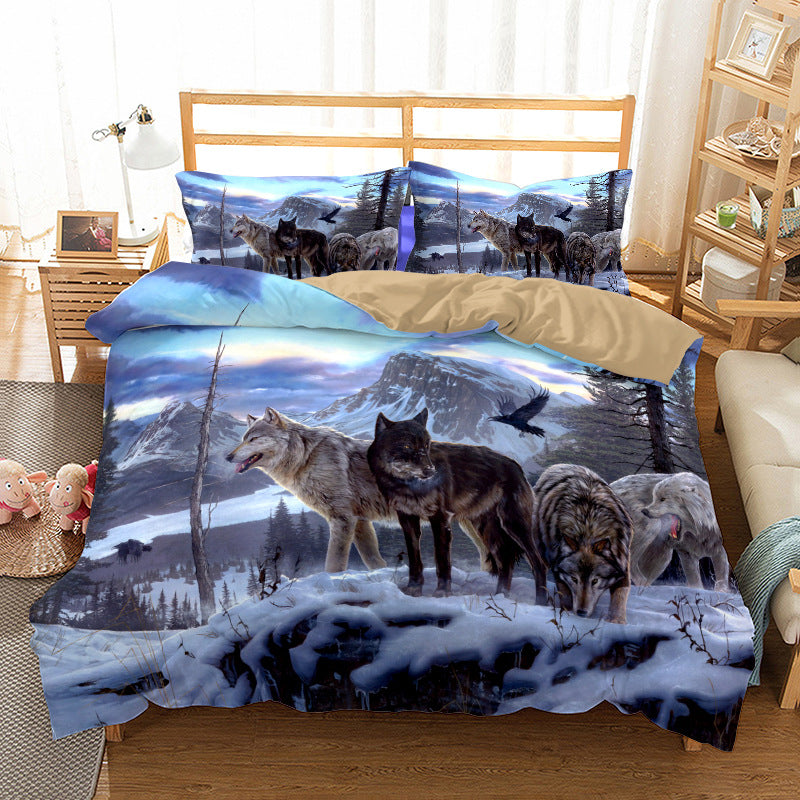 Bed Home Textile Wolf Digital Printed Three-piece Set    Home Decor Supply | Online Retail | ShoreShopper.com