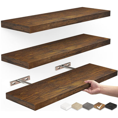 Solid Wood Floating Wall Shelf - Minimalist Hanging Storage for Home and Office    Home Decor Supply | Online Retail | ShoreShopper.com