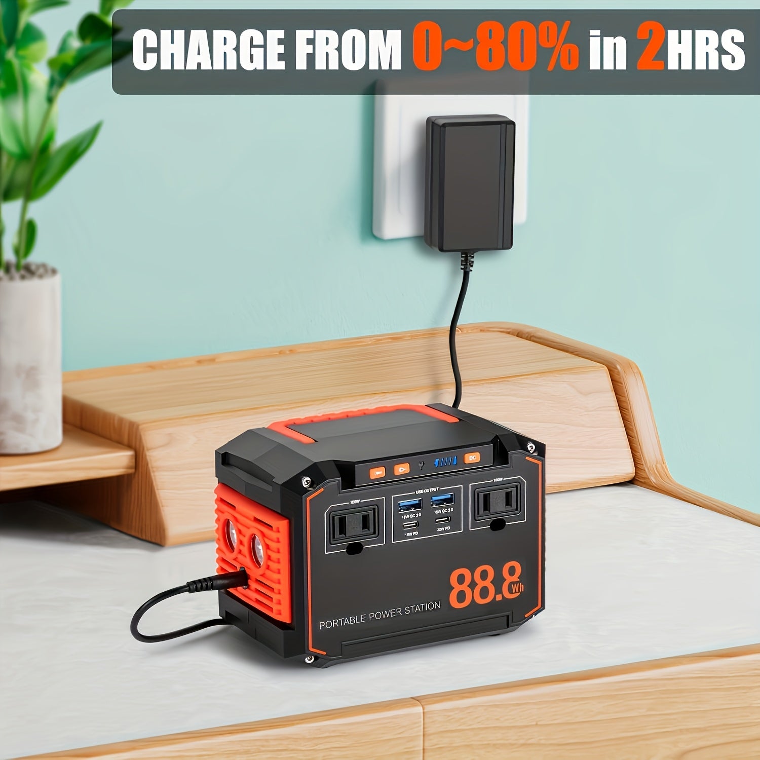 Portable Solar Generator Power Station with 30W Solar Panel & Backup Suitable for Outdoor, RV, Camping, Emergency - 24000mAh USB Portable Bank for CPAP, Laptops, Fans, Lights, for Home Use (Solar Panel Optional)    Home Decor Supply | Online Retail | ShoreShopper.com