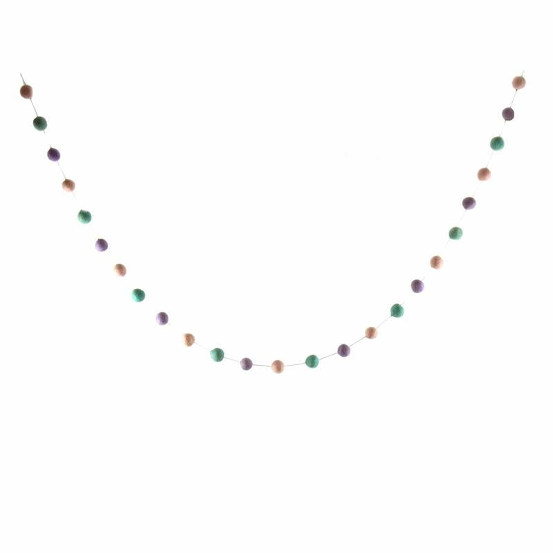 Hand Crafted Felt Pom Pom Garlands: Pink, Lavender, Turquoise    Home Decor Supply | Online Retail | ShoreShopper.com