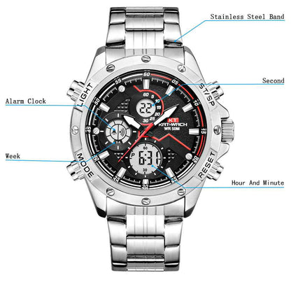 Luxury Waterproof Stainless Steel Smart Watch - LED Backlight & Fitness Tracking