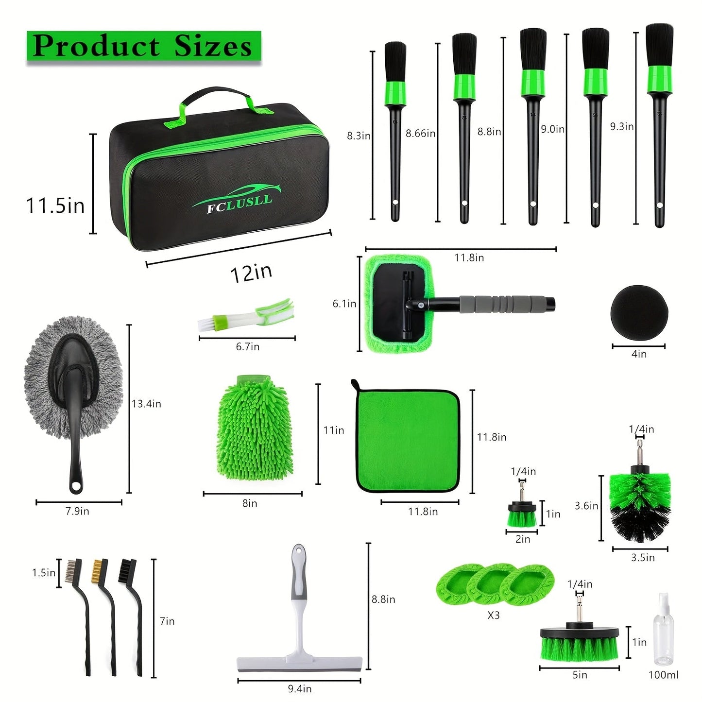 Car Full Interior & Exterior Cleaning Detailing Kit w/ Vacuum, Windshield Cleaner, Drill Brush Kit & More    Home Decor Supply | Online Retail | ShoreShopper.com
