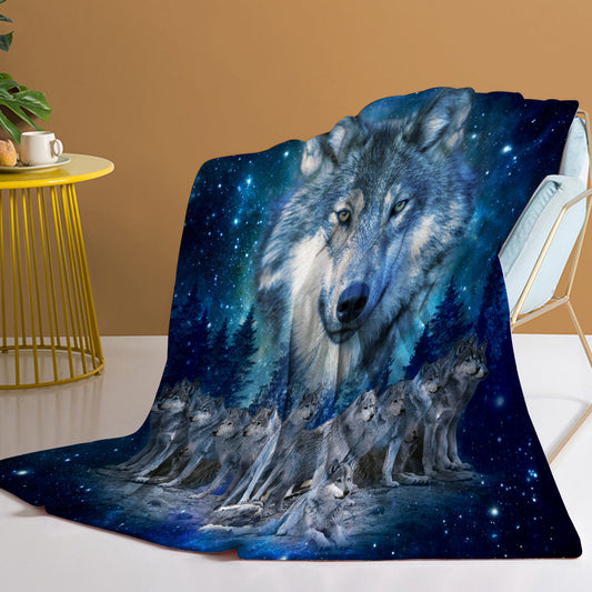 1pc Starry Wolf Pack Soft Printed Flannel Sofa Blanket Comfortable And Warm Home Use Suitable For Bed Sofa Camping And Multi Scene Seasonal Use    Home Decor Supply | Online Retail | ShoreShopper.com