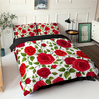Rose Flower Series Three-piece Bedding Digital Printing Flower Bed Linen Pillowcase    Home Decor Supply | Online Retail | ShoreShopper.com