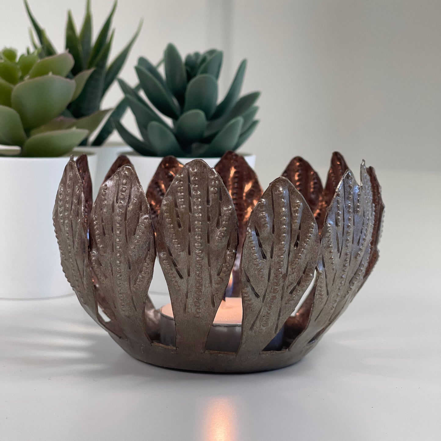Decorative Drum Art Bowl or Votive, Mango Leaf    Home Decor Supply | Online Retail | ShoreShopper.com