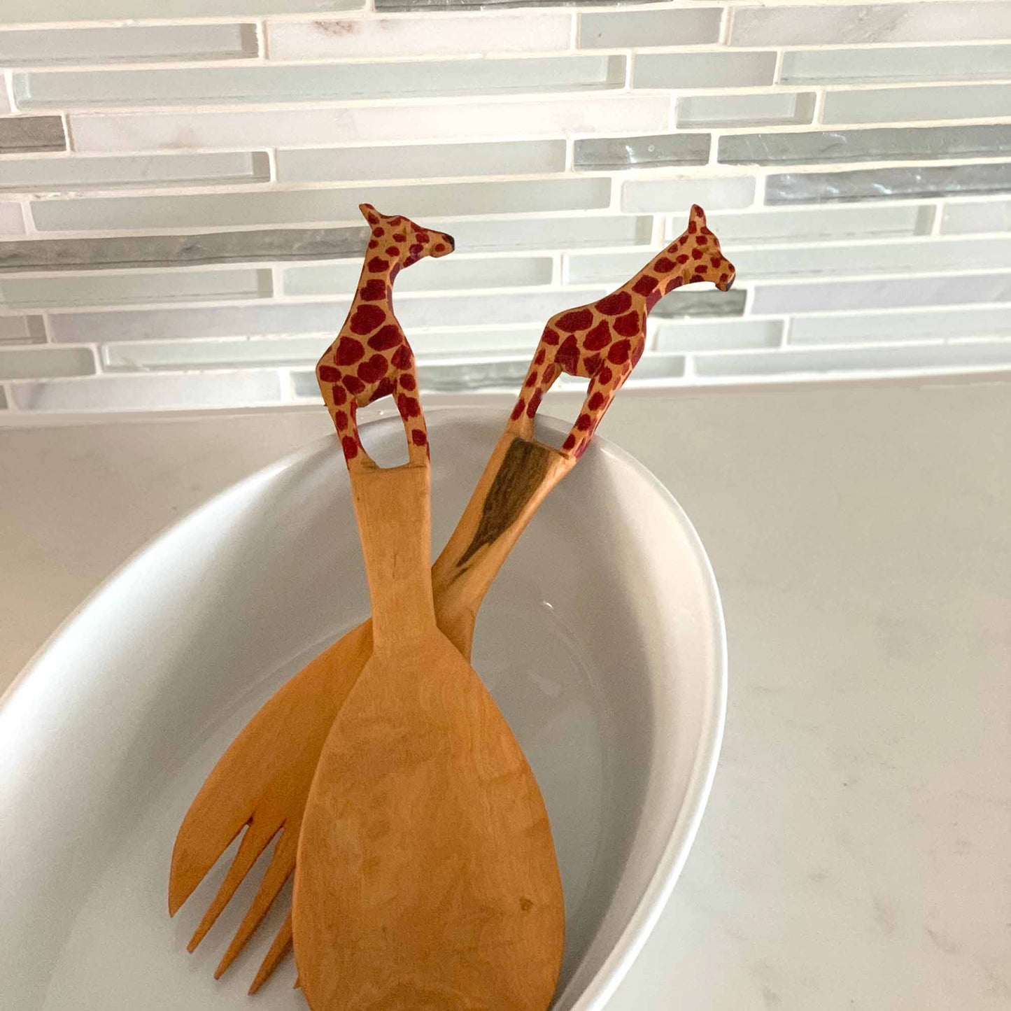 Giraffe Salad Serving Set    Home Decor Supply | Online Retail | ShoreShopper.com