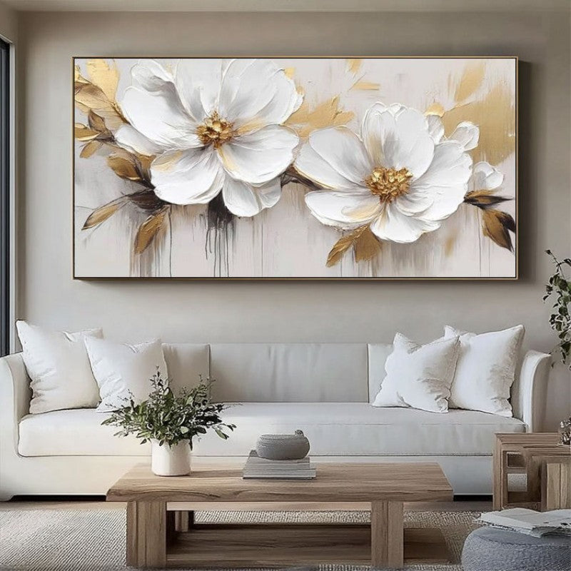 Abstract Flower Oil Painting On Canvas Large Wall Art Minimalist Floral Art Handmade Painting White Modern Home Decor For Living Room    Home Decor Supply | Online Retail | ShoreShopper.com