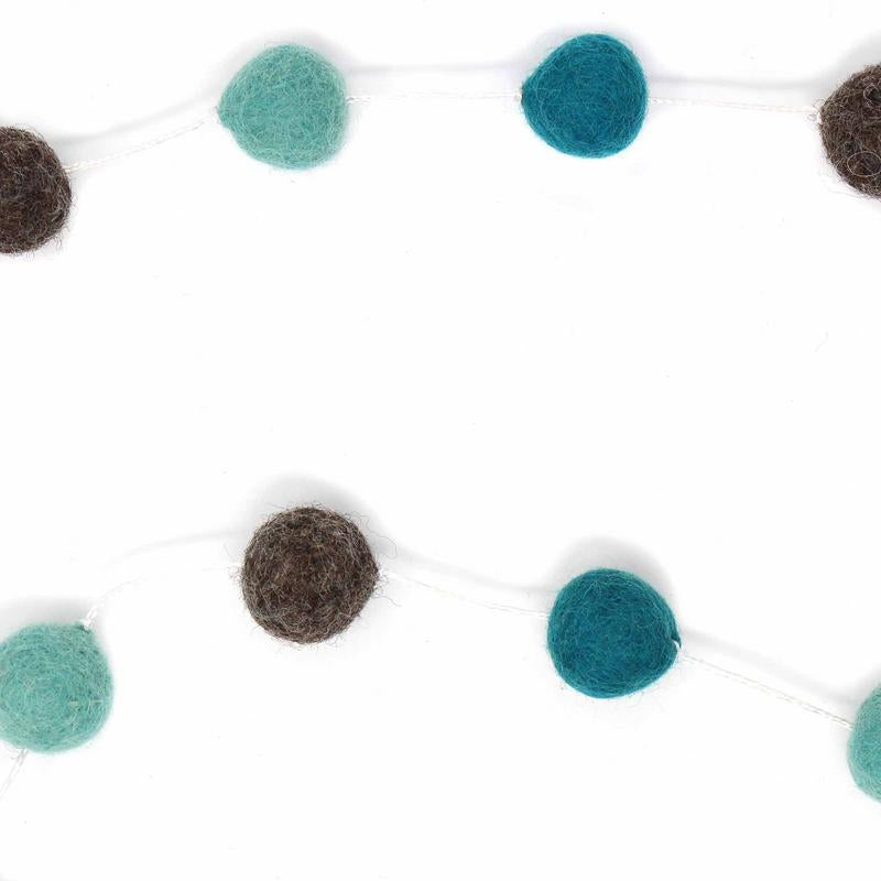 Hand Crafted Felt from Nepal: Pom Pom Garlands, Grey/Blue    Home Decor Supply | Online Retail | ShoreShopper.com