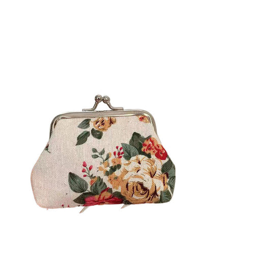 Retro Mini Canvas Coin Purse - Vintage Floral Plaid Small Zipper Wallet Organizer    Home Decor Supply | Online Retail | ShoreShopper.com