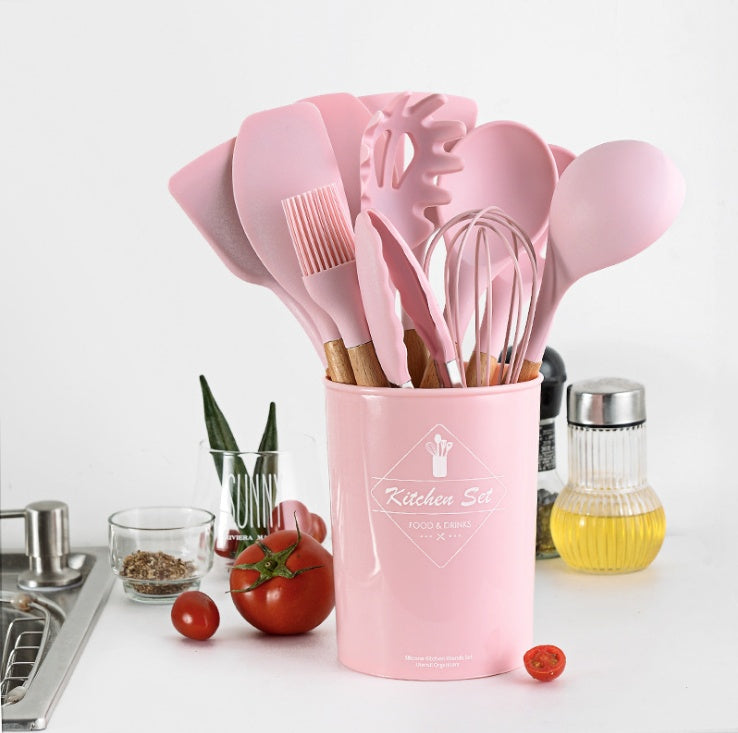 Silicone Kitchenware With Wooden Handle - ShoreCo.Shop