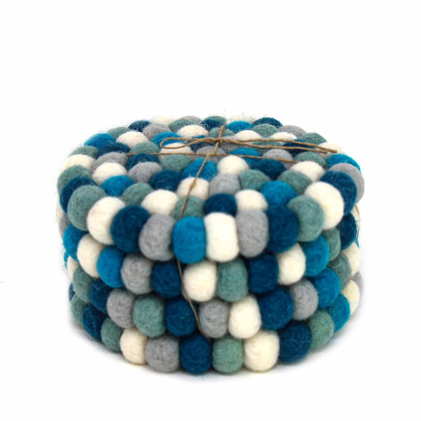 Ice Blue Felt Ball Coasters, Set of 4    Home Decor Supply | Online Retail | ShoreShopper.com