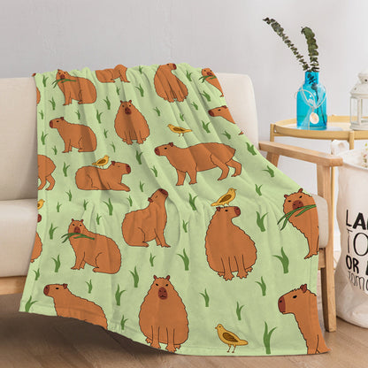 1 Pce Of Flannel Bird And Capybara Combined Pattern Soft And Fluffy Multifunctional Outdoor Beach Camping Living Room Sofa Office Nap Printed Blanket    Home Decor Supply | Online Retail | ShoreShopper.com