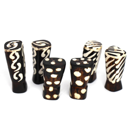 African Natural Bone Salt & Pepper Shakers, Traditional Batik Designs    Home Decor Supply | Online Retail | ShoreShopper.com