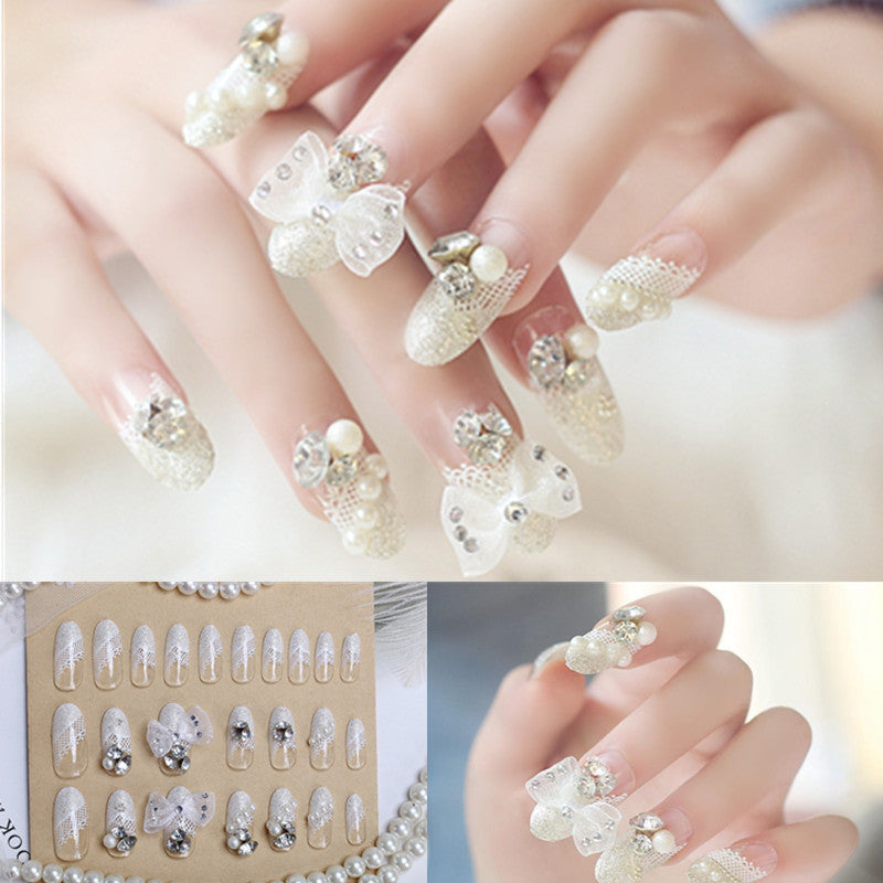 Nail Art Finished Crown Bow Knot Drill Fake Nail Patch    Home Decor Supply | Online Retail | ShoreShopper.com