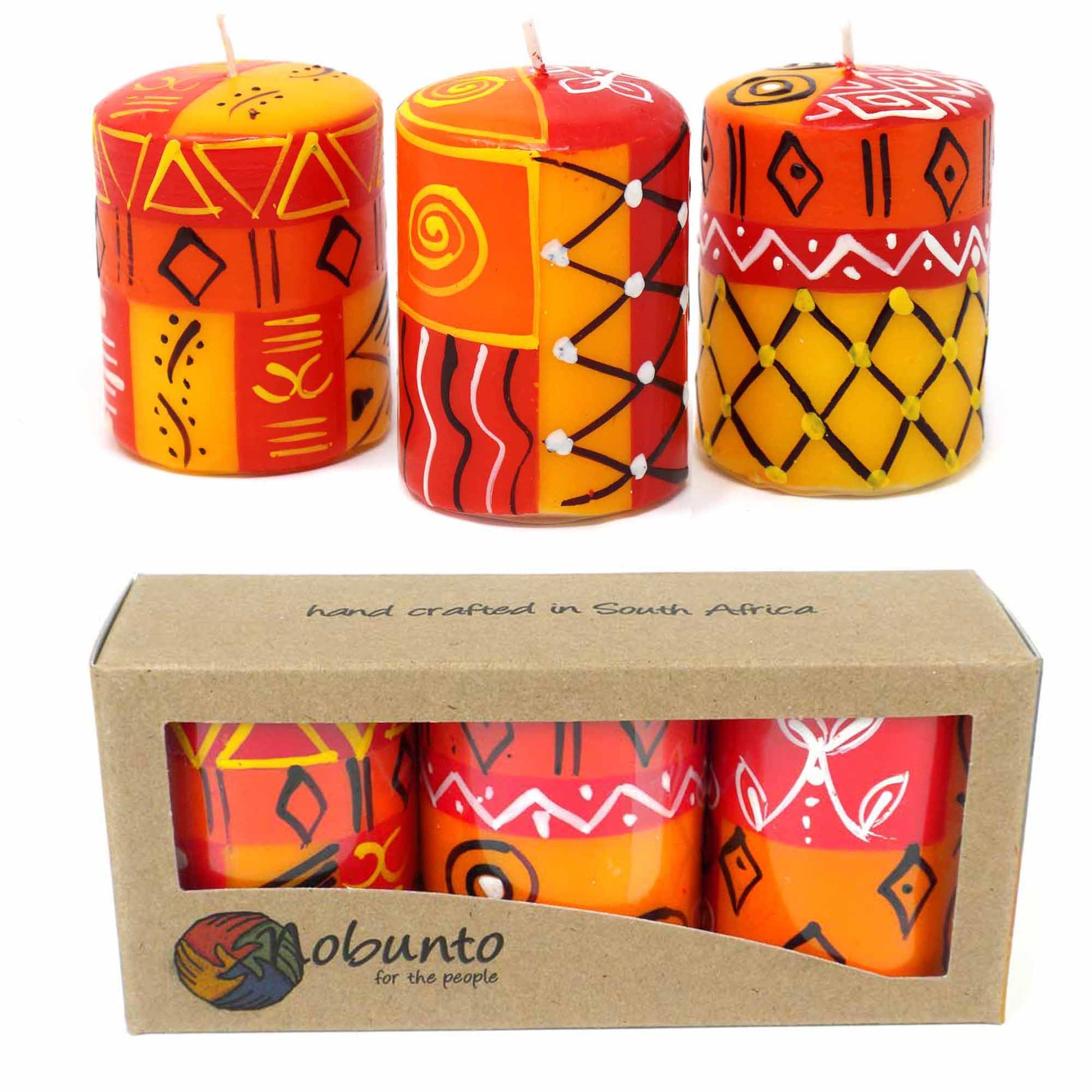 Set of Three Boxed Hand-Painted Candles - Zahabu Design - Nobunto    Home Decor Supply | Online Retail | ShoreShopper.com