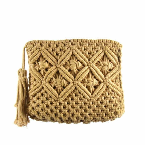 Macrame Clutch with Tassel, Tan    Home Decor Supply | Online Retail | ShoreShopper.com