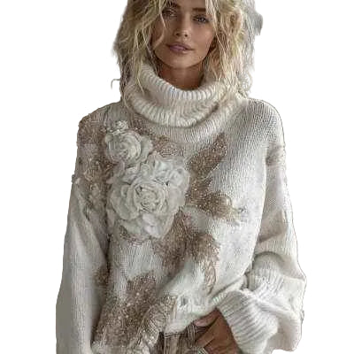 Womens Independent E-Commerce Site Christmas Tree-Print Womens Turtleneck SweaterHoodie