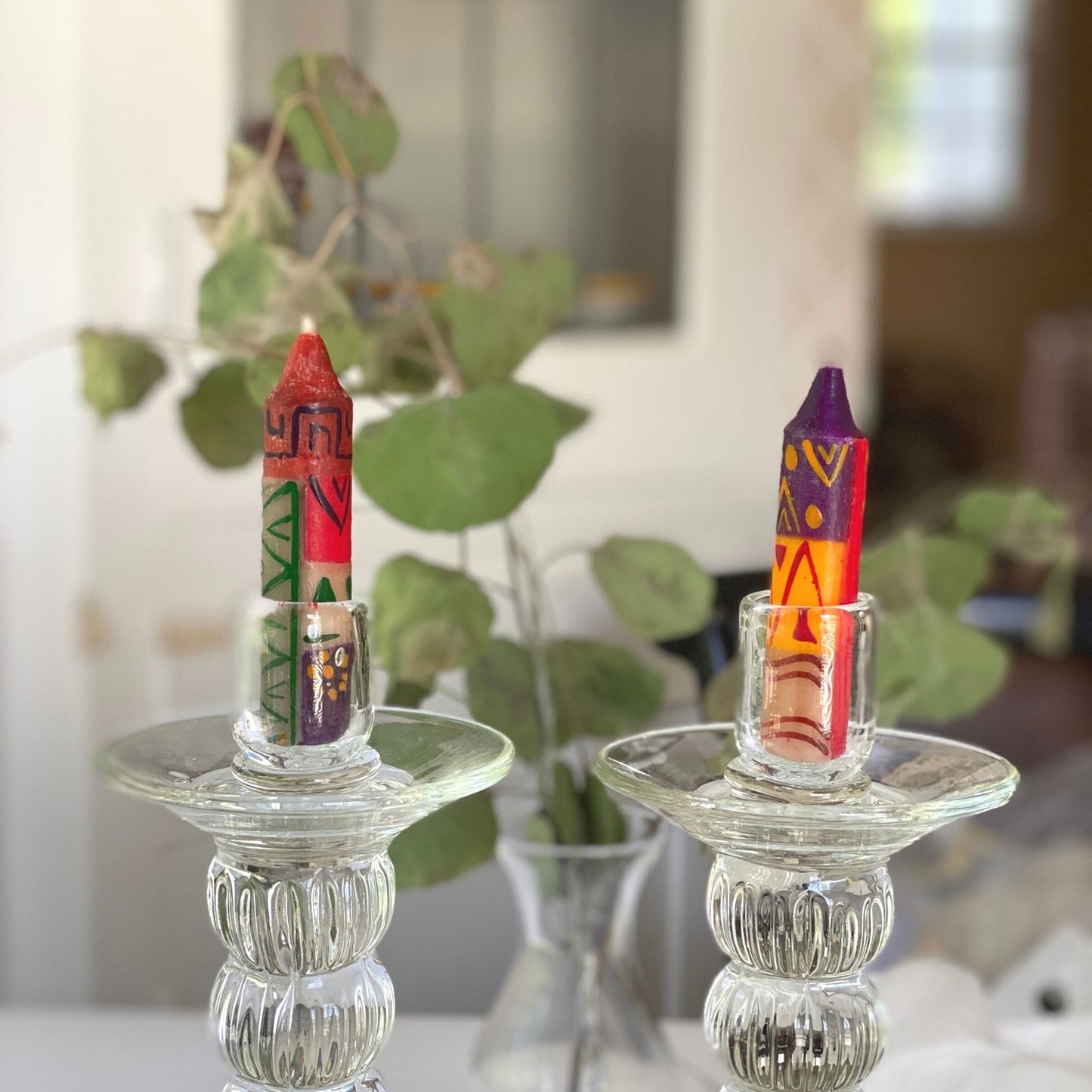 Hand-Painted 4" Dinner or Shabbat Candles, Set of 4  (Indabuko Design)    Home Decor Supply | Online Retail | ShoreShopper.com