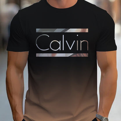 Summer Men'S 3D Digital Printing, Cool Gradual Change: "Calvin" Printed T-Shirt, Casual And Comfortable Versatile Men'S Round Neck Short Sleeves, Suitable for Daily And Sports Wear    Home Decor Supply | Online Retail | ShoreShopper.com