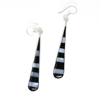 Taxco Silver Black Onyz & Abalone Zebra Long Teardrop Earrings    Home Decor Supply | Online Retail | ShoreShopper.com