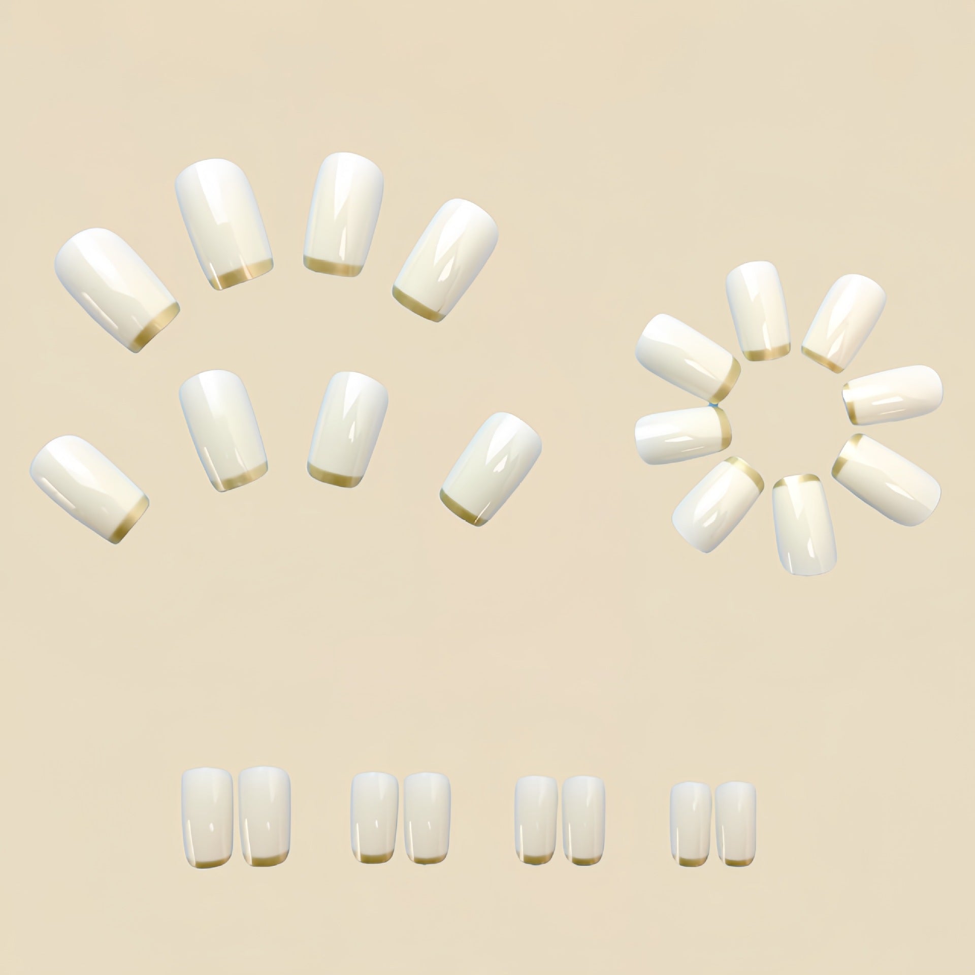 Mid-length European Square Nail Art Patch White French Golden Edge    Home Decor Supply | Online Retail | ShoreShopper.com
