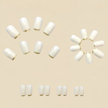 Mid-length European Square Nail Art Patch White French Golden Edge    Home Decor Supply | Online Retail | ShoreShopper.com