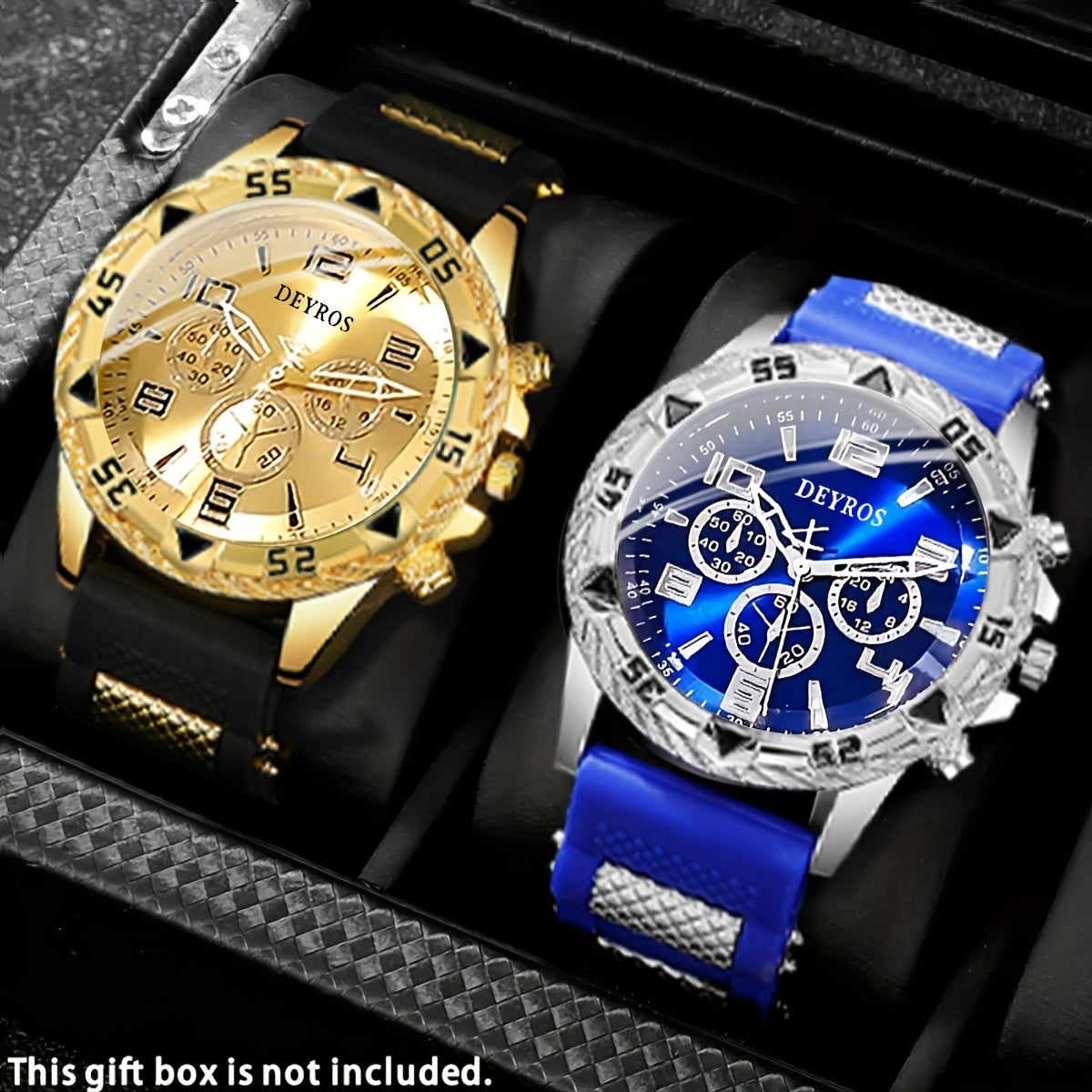 2pcs Men'S Luxury Watches | Golden/Tone Dial, Quartz Movement, Non-water Resistant, Zinc Alloy Case, Silica Gel Strap - Ideal for Business, Sports, Everyday Use | Perfect Gift for Dad, Husband, Boyfriend on Birthday, Father'S    Home Decor Supply | Online Retail | ShoreShopper.com