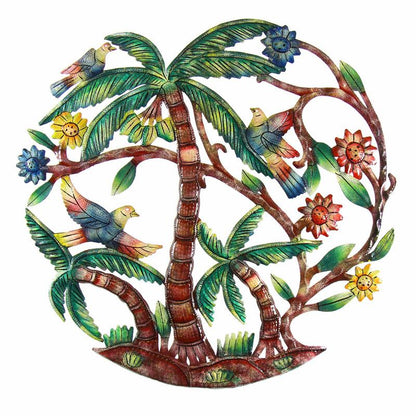Colorful Palm Trees Hand Painted Metal Wall Art - Croix des Bouquets    Home Decor Supply | Online Retail | ShoreShopper.com