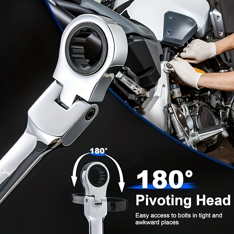 2/10pcs Heavy-duty Industrial 72-tooth Socket Wrenches, Fixed Head and Ratchet Mechanical Tools, 2-in-1 Open and Box Wrenches, Cr-V Structure, Auto Repair, DIY, Professional Tool Kit (compatible with 6&8mm) - ShoreCo.Shop