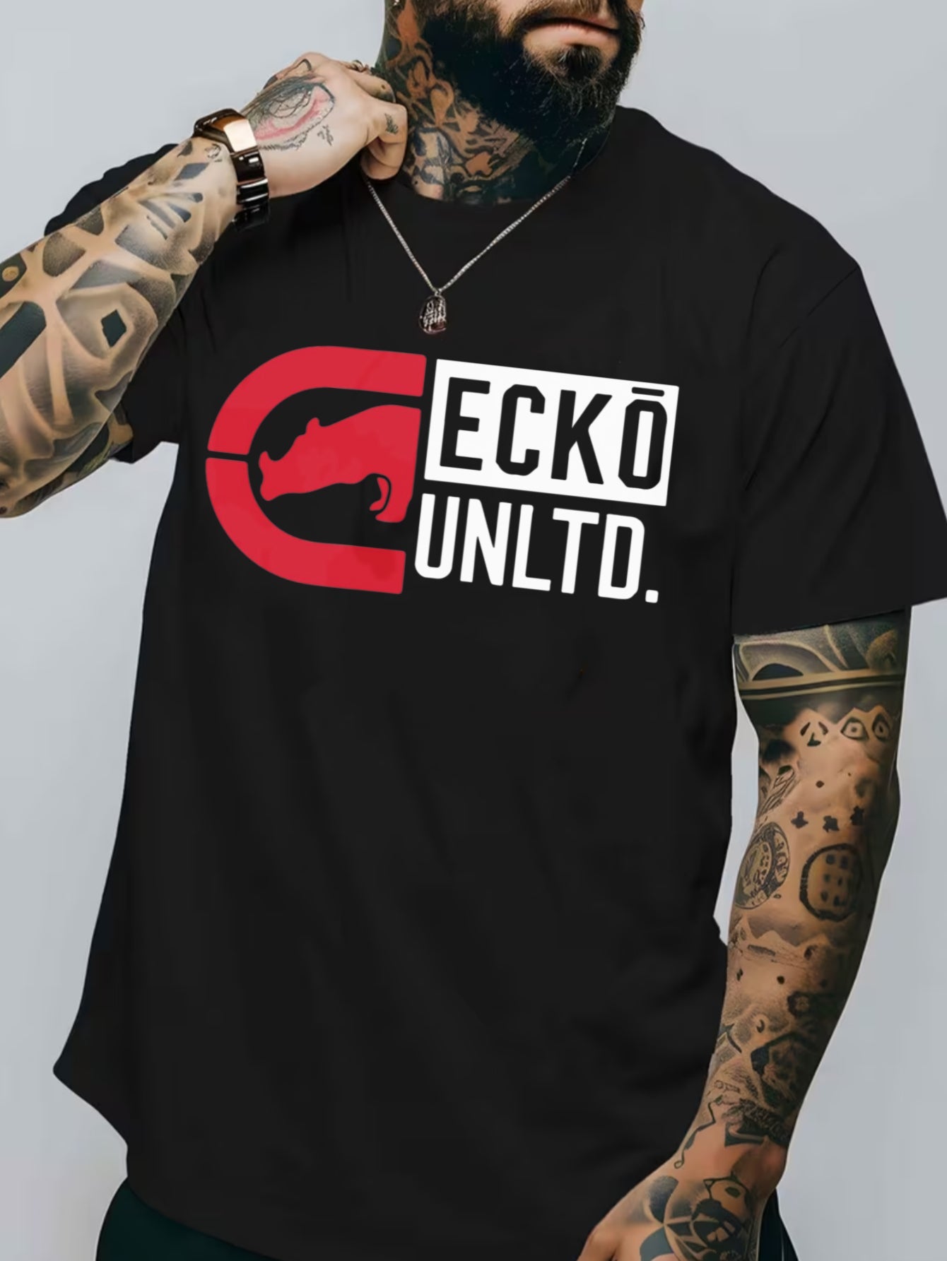 Men's Ecko Unltd. Graphic T-Shirt - Premium 100% Cotton Streetwear - Black with Red Rhino Logo    Home Decor Supply | Online Retail | ShoreShopper.com