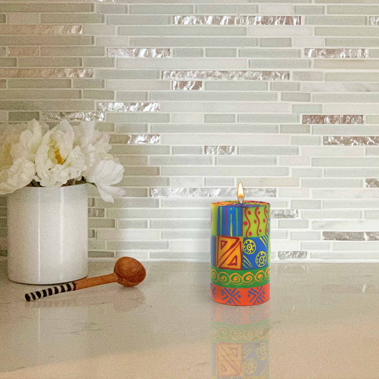 Single Boxed Hand-Painted Pillar Candle - Shahida Design - Nobunto    Home Decor Supply | Online Retail | ShoreShopper.com