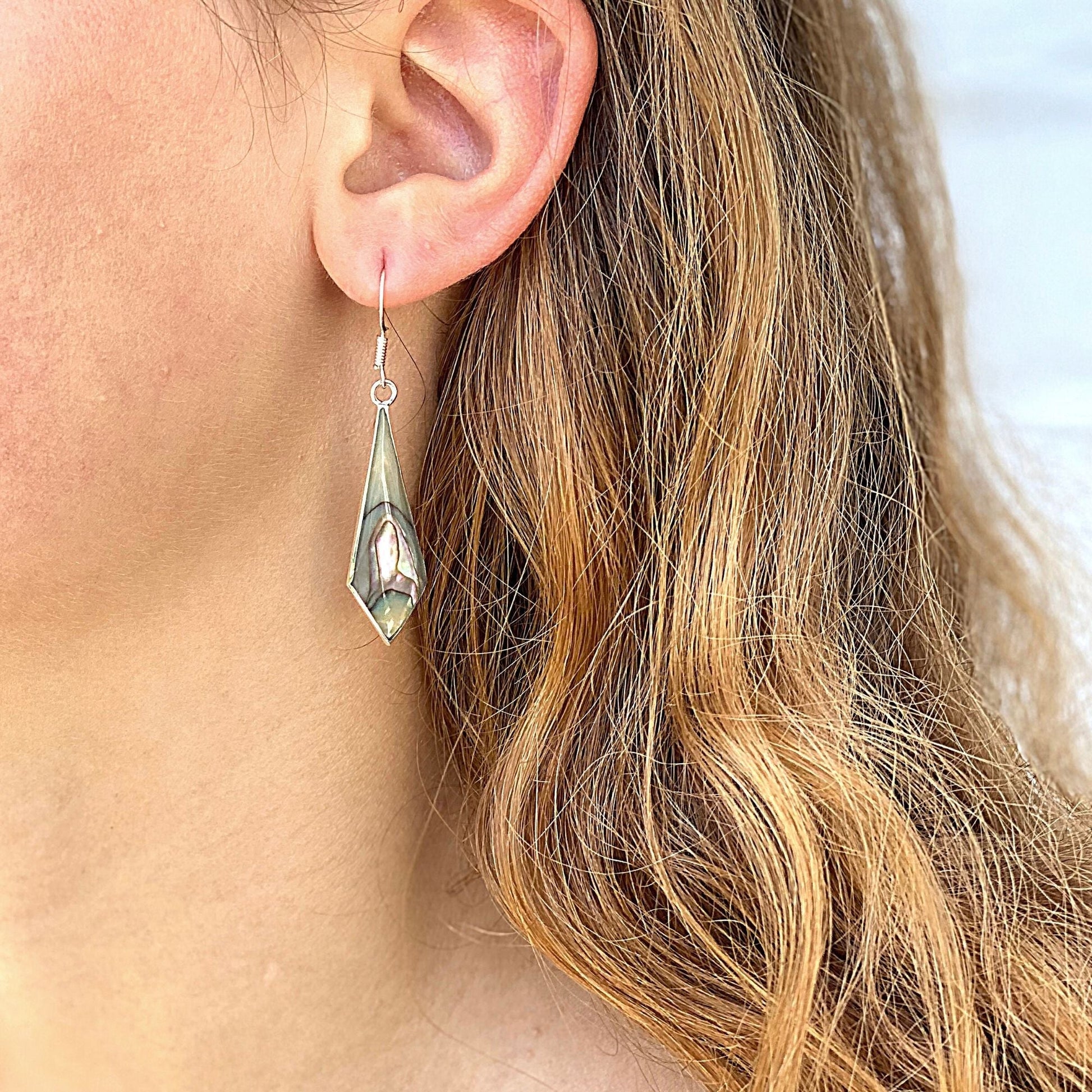 Abalone Diamond-Shaped Dangle Earrings    Home Decor Supply | Online Retail | ShoreShopper.com