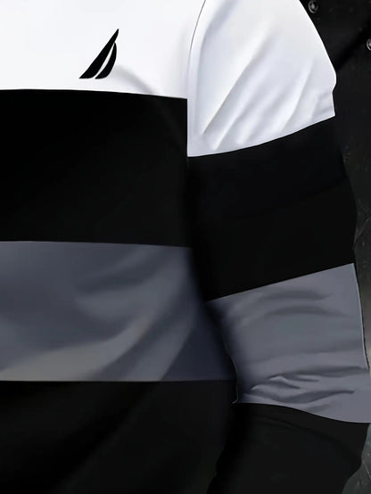 Men's & Teens Long Sleeve T-Shirt with Full-Body Striped Print - Black & White All-Season Casual Crew Neck Shirt, Suitable for Dad Gifts, Christmas Presents, Year-Round Wear - Machine Washable Digital Print Underwear    Home Decor Supply | Online Retail | ShoreShopper.com