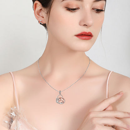 Sterling Silver Heart Pendant Necklace Embracing Horse Design - ShoreCo.Shop