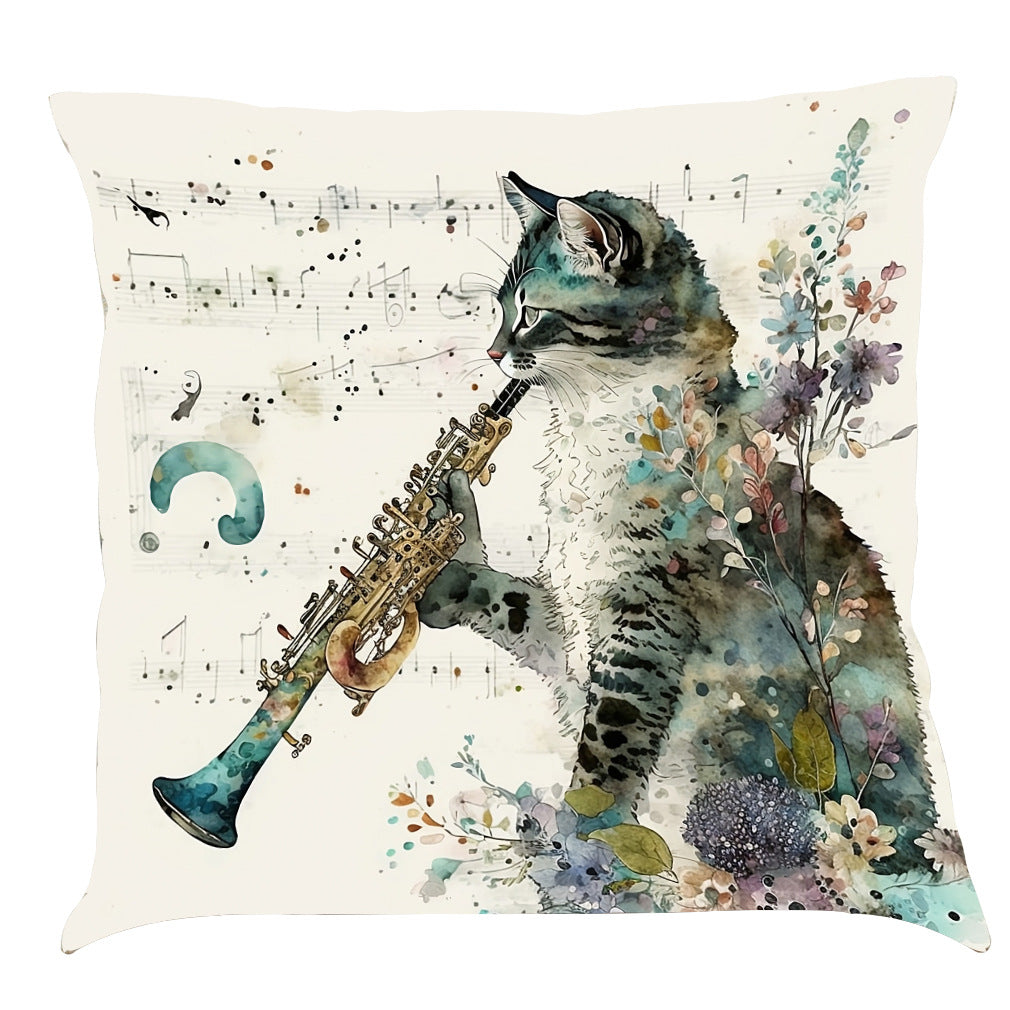 Musical Cats Printed Cotton Linen Pillowcase    Home Decor Supply | Online Retail | ShoreShopper.com