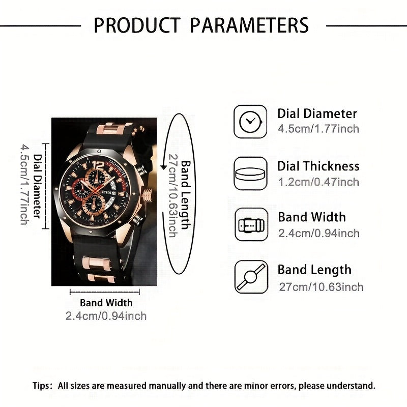 1pc Men'S Fashion Casual Quartz Watch, Silicone Strap, Date Display - Stylish Casual Wristwatch for Casual Attire, Casual Wristwatch | Sporty Watch Design | Quartz Movement, Thanksgiving, Christmas The Perfect Gift Reloj Para    Home Decor Supply | Online Retail | ShoreShopper.com
